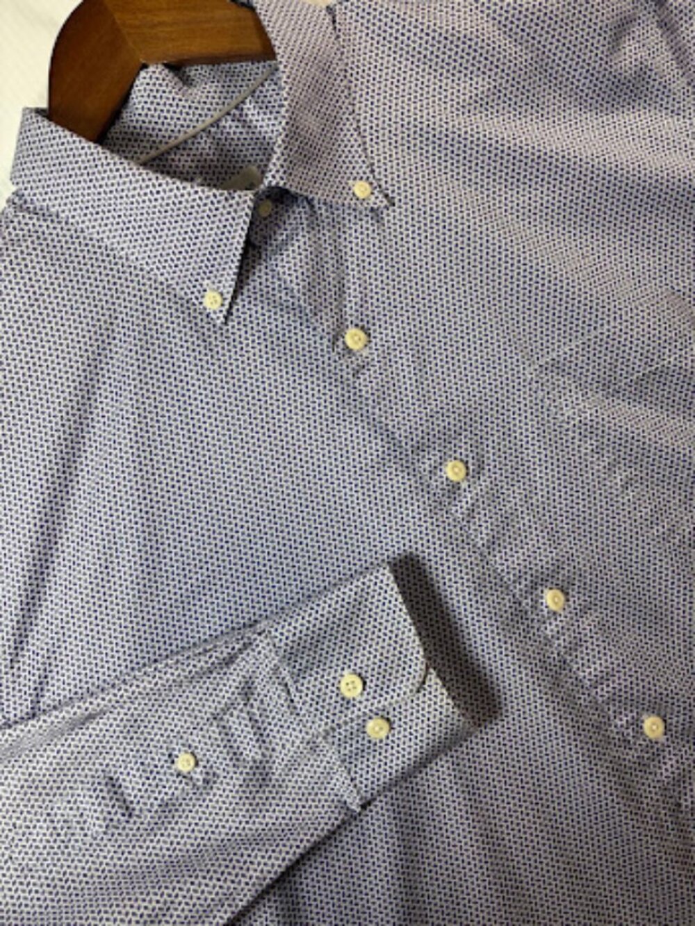 Peter Millar Men's XL White w/ Blue & Pink Geometric Print Button Down Shirt LS